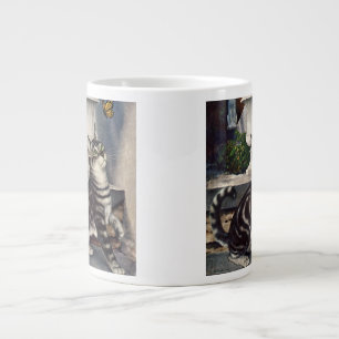 Tasse Géante Animaux vintages, mignon Tabby Cat papillon