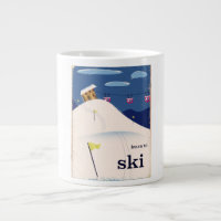 apprendre à skier dessin animé vintage.