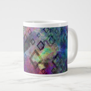 Tasse Géante Aquarelle colorée abstraite avec diamants