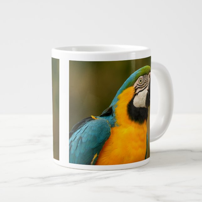 Tasse Géante ara de bleu et d'or (Devant droit)