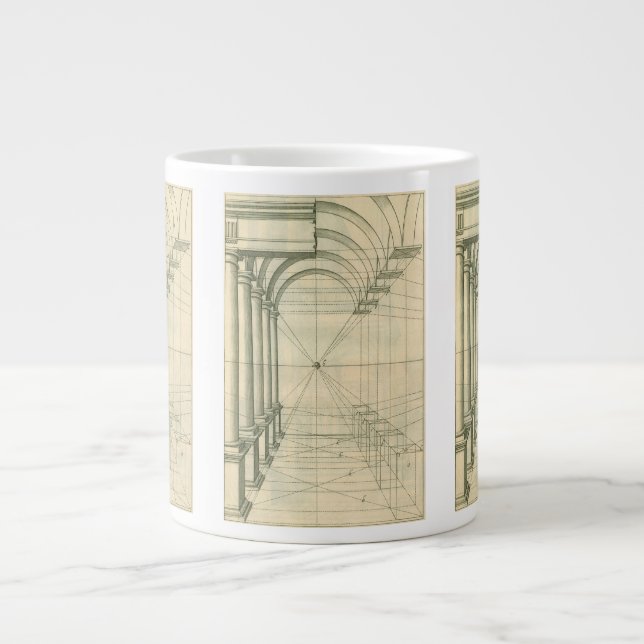 Tasse Géante Architecture Vintage, Arches Colonnes Perspective (Devant)