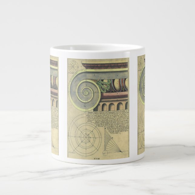 Tasse Géante Architecture vintage ; Capital Volute par Vignola (Devant)