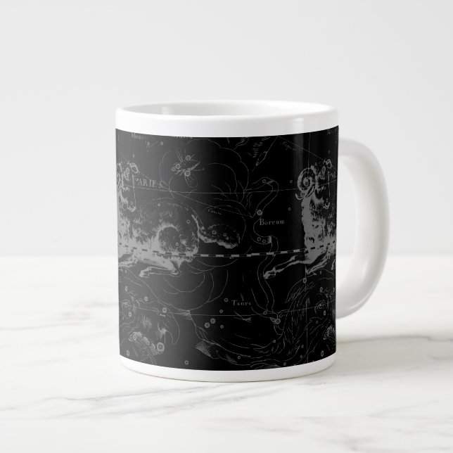 Tasse Géante Aries Constellation Hevelius Vintage sur Noir (Devant droit)