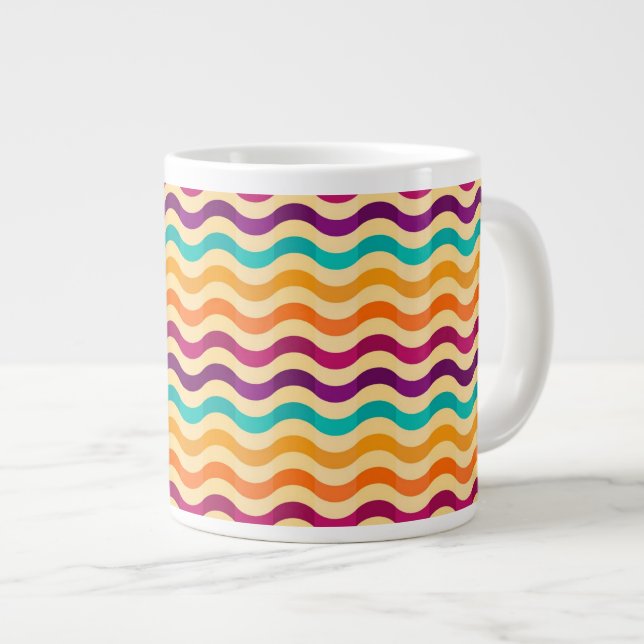 Tasse Géante Arrière - plan à rayures rétro 2 (Devant droit)