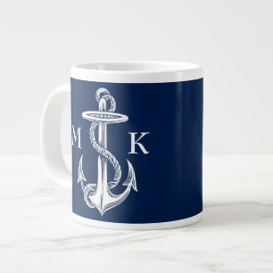 Tasse Géante Arrière - plan bleu de la Vintage de Ancre blanch