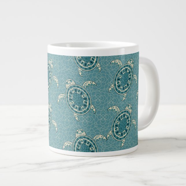 Tasse Géante arrière - plan de tortues (Devant droit)