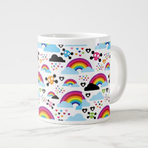 Tasse Géante arrière - plan du crâne arc-en-ciel d'adolescent
