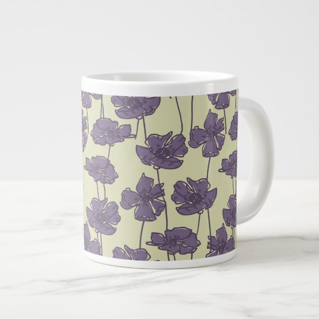 Tasse Géante arrière - plan floral vintage art (Devant droit)