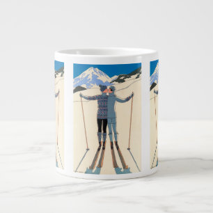 Tasse Géante Art Déco vintage, Amants dans la neige par George 