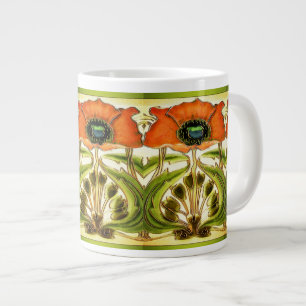 TASSE GÉANTE ART NOUVEAU POIVRE ROUGE VERT STYLISÉ