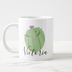 Tasse géante avec nom doodle fille cactus café