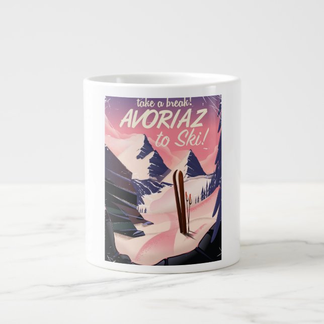 Tasse Géante Avoriaz France poster de voyage ski (Devant)