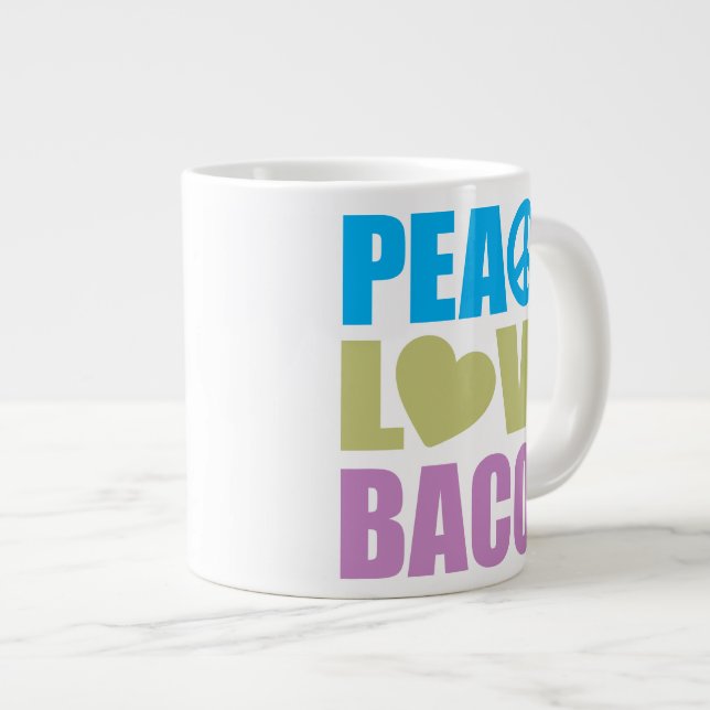 Tasse Géante Bacon d'amour pour la paix (Devant droit)
