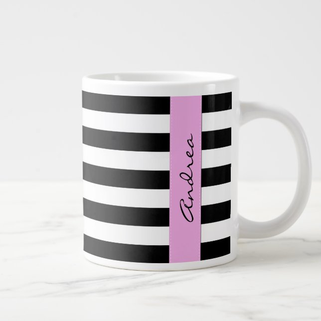 Tasse Géante Bandes noires et blanches, Gravées, Lignes, Votre  (Droite)