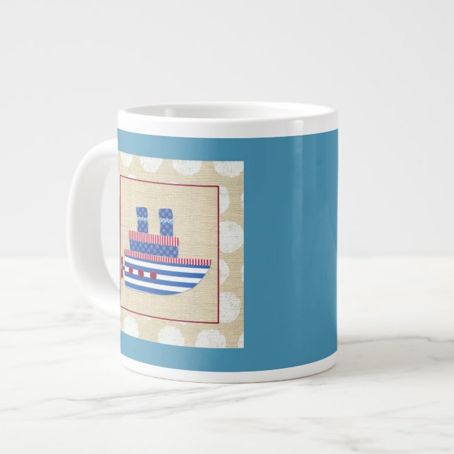 Tasse Géante Bateau à vapeur avec hélice et cheminées bleues (Devant gauche)