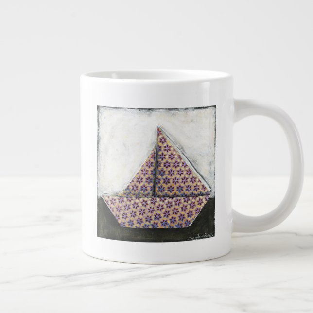 Tasse Géante Bateau à voile Origami sur papier design Star (Droite)