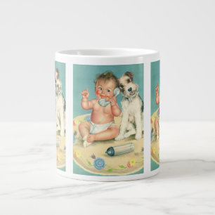 Tasse Géante Bébé mignon vintage parlant au téléphone avec un c