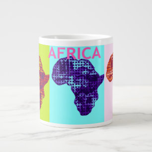 Tasse Géante Belle Carte du Continent Africain en Couleurs Pop