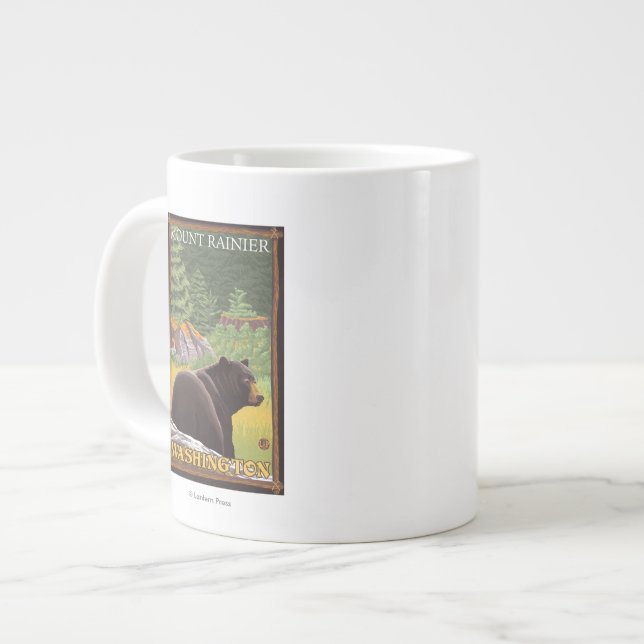Tasse Géante Black Bear in Forest - Mount Rainier, Washington (Devant gauche)