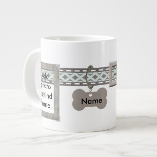 Tasse Géante Bleu et gris baguette Deux cadres photo