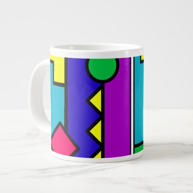 Tasse Géante Bloc de couleurs rétroactif des années 80 (Devant gauche)