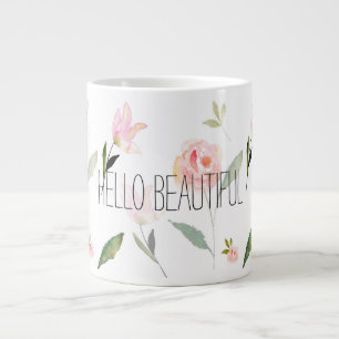 Tasse Géante Bonjour la belle aquarelle florale