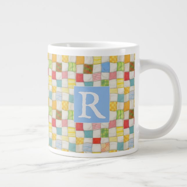 TASSE GÉANTE BRODÉE + TEXTE / BLEU (Droite)