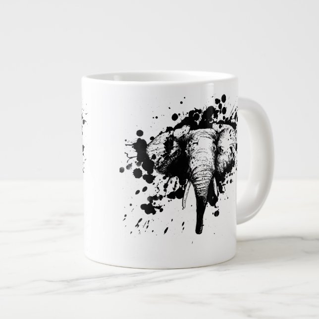Tasse Géante Bull Elephant en noir Splash Choisissez votre Arri (Devant droit)