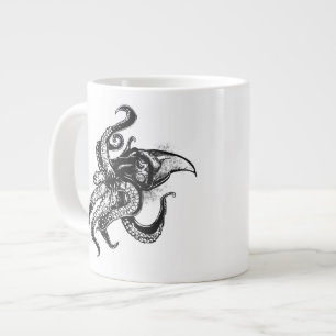 Tasse Géante Calmar géant en colère en noir