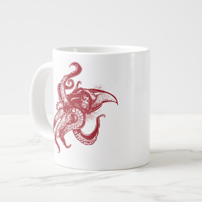 Tasse Géante Calmar géant en colère en rouge (Devant gauche)