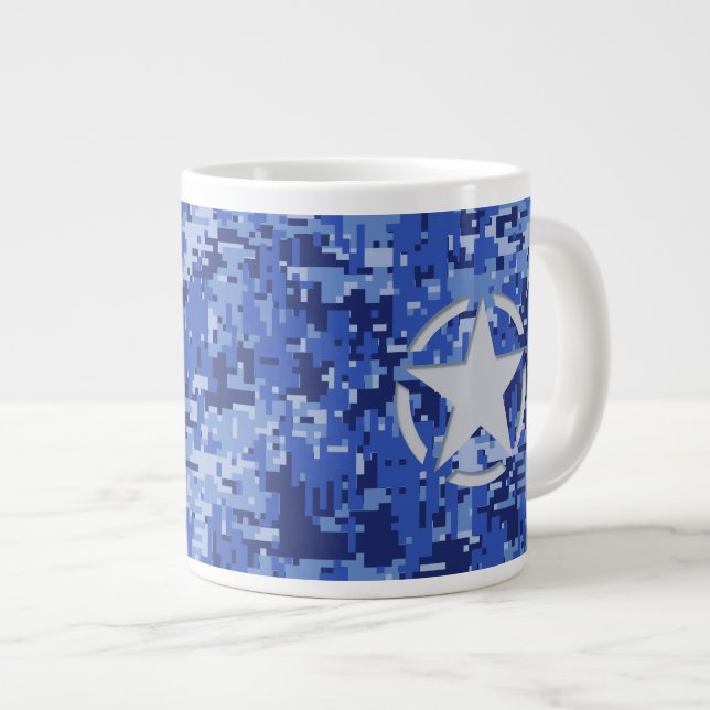 Tasse Géante Camouflage numérique bleu Star Navy (Devant droit)