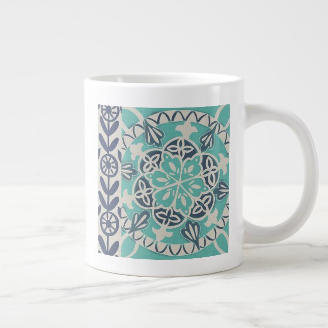 Tasse Géante Carrelage Batik Bleu I (Droite)