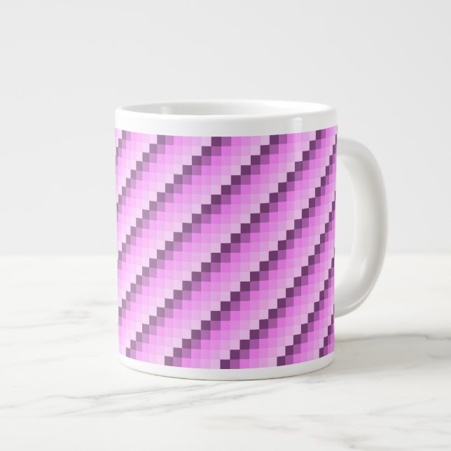 Tasse Géante Carrés rose et violet (Devant droit)