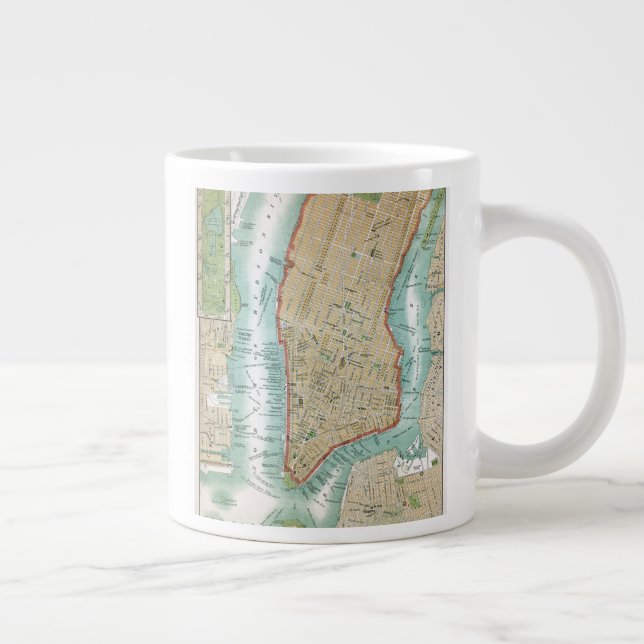 Tasse Géante Carte antique du Lower Manhattan et de Central Par (Droite)
