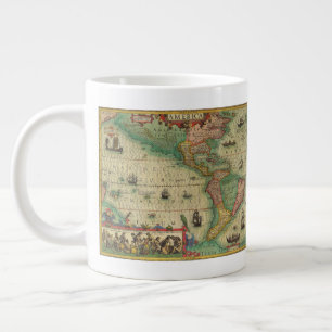 Tasse Géante Carte antique du monde ancien des Amériques par Ho