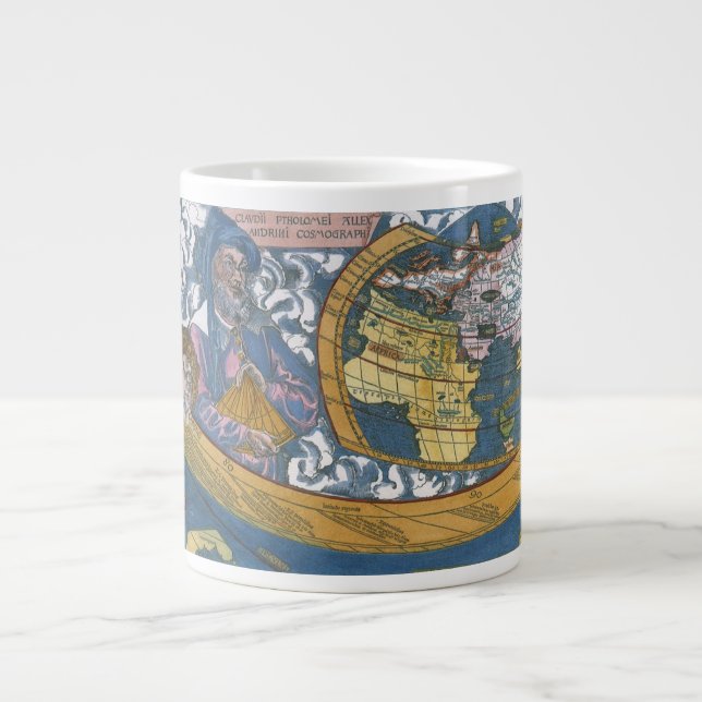 Tasse Géante Carte antique du monde avec Claudius Ptolemy, 1507 (Devant)