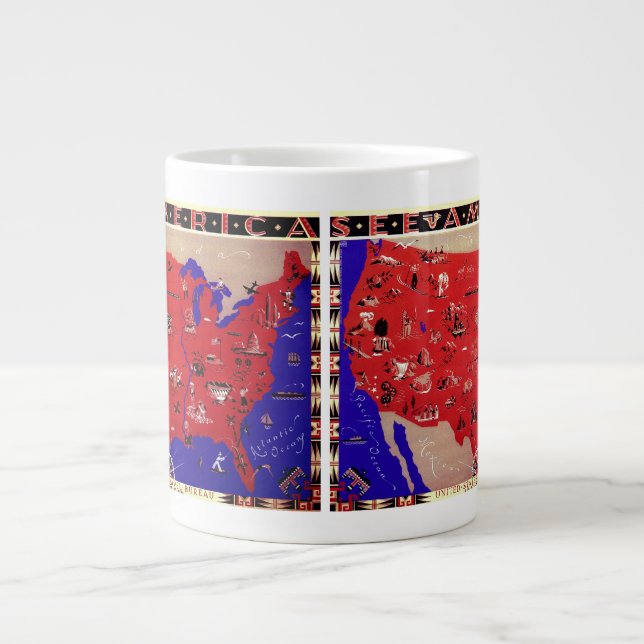 Tasse Géante Carte du Bureau de voyage des États-Unis d'Amériqu (Devant)
