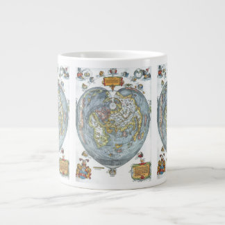Tasse Géante Carte du monde antique en forme de cœur vintage Pe