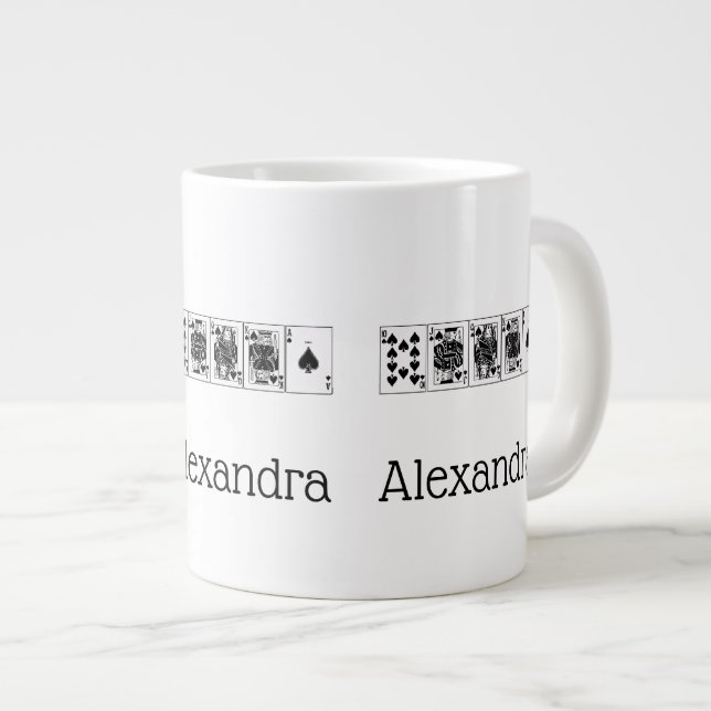 Tasse Géante Casino Night Poker Royal Straight Flush Spades (Devant droit)