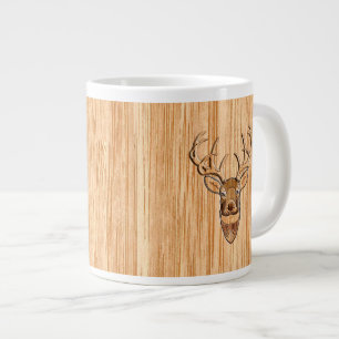 Tasse Géante Cerf élégant tête de buck queue blanche bois grain