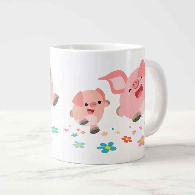 Tasse Géante C'est le printemps ! ! - Deux mignons cochons de c (Devant droit)