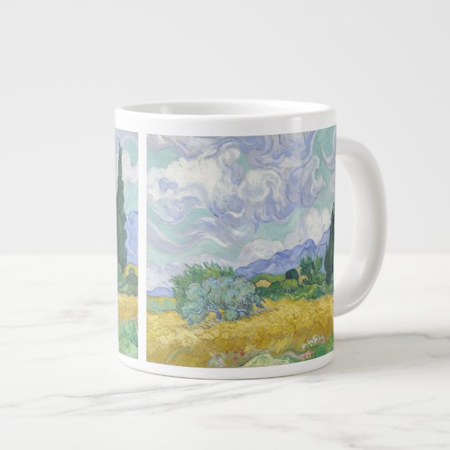 Tasse Géante Champ blé avec Cypress Van Gogh Art (Devant droit)
