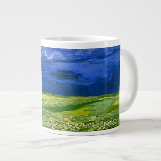 Tasse Géante Champ de blé sous ciel nuageux Van Gogh Art (Devant droit)