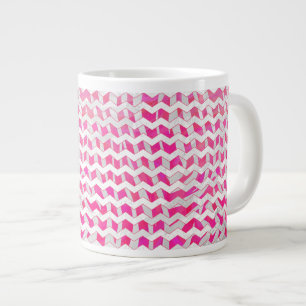 Tasse Géante Chaud rose et blanc Chevron Zebra