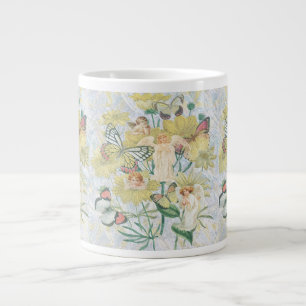 Tasse Géante Cherubs, papillons et fleurs en jaune