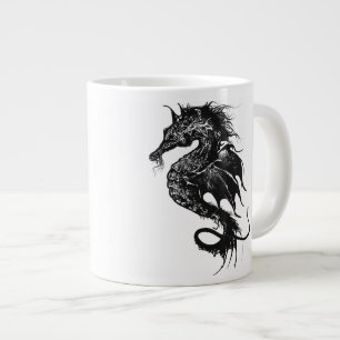 Tasse Géante Cheval marin en colère en noir
