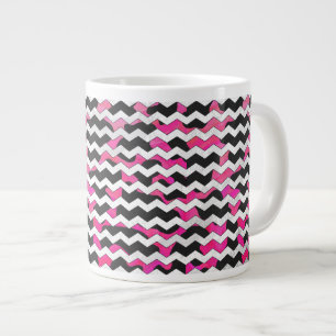 Tasse Géante Chevron Cow Hot rose et noir