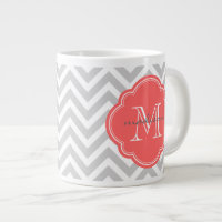 Chevron gris et corail sur mesure Monogramme perso