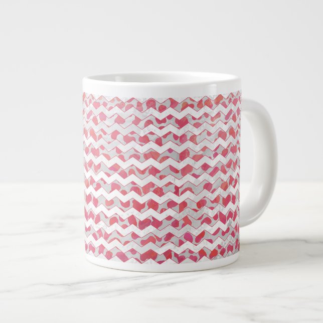 Tasse Géante ChevronDalmatien rose et blanc (Devant droit)