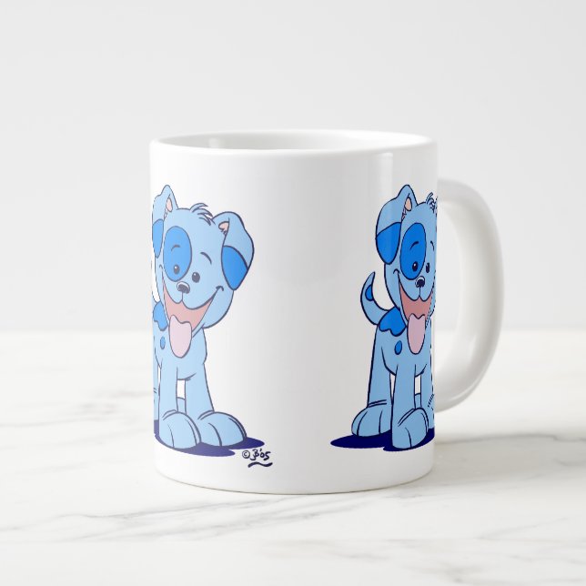 Tasse Géante Chiot de caricature bleu mignon (Devant droit)